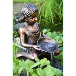HEISSNER Teichfigur "Mädchen Mit Schale", 44x25x45cm