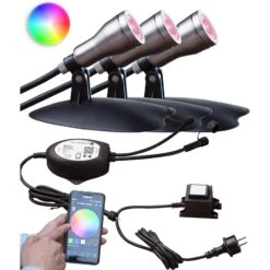 Heissner SMART LIGHTS Starter Set "WiFi" Inkl. 3 RGB Spots