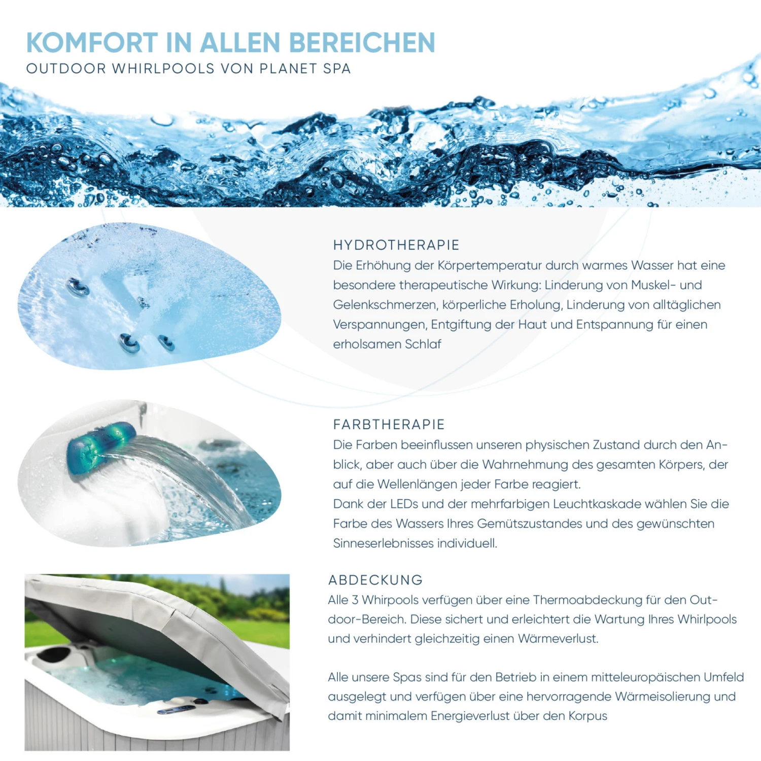 Whirlpool SPA Correll Classic 1100l, 200x200x82cm, 30 Düsen – Bild 6