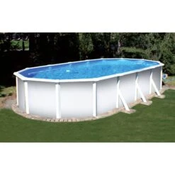 Stahlwandpool Ovalform Classic 610x360x120 Cm, Stahl 0,4 Mm Weiß, Folie 0,3 Mm Blau, Overlap