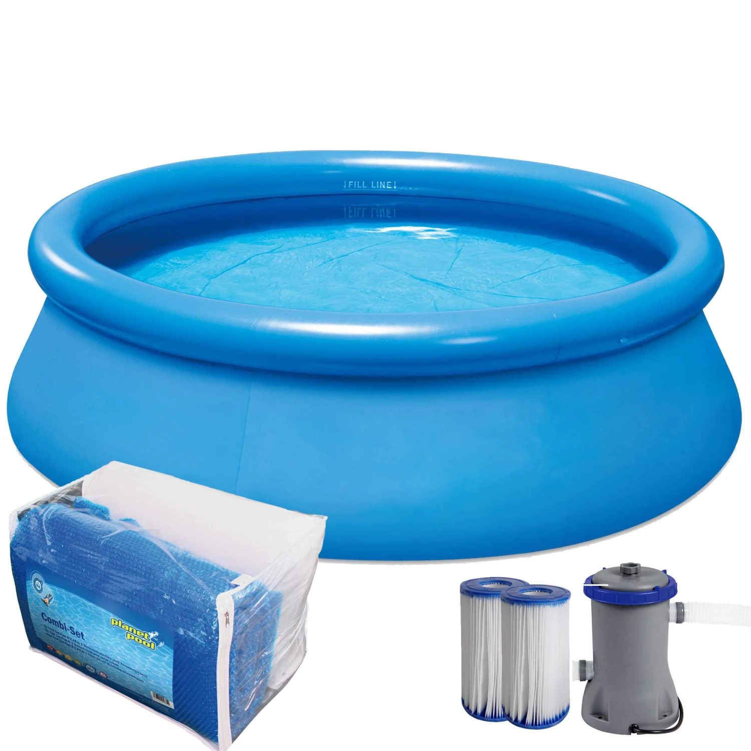 SUMMER FUN Quick Up Pool Set 244 X 66 Cm Inkl. Filter, Bodenschutz Und Thermoabdeckung