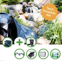 HEISSNER TEICH SET "HAVEL" - MITTLERER FOLIENTEICH - TEICHFOLIE 30 QM MIT VLIES, SMARTLINE DRUCKFILTER SET UND SMART PLUG