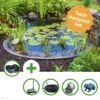 HEISSNER TEICH SET - GROSSER FERTIGTEICH - 1000 LITER BECKEN MIT UNTERWASSER TEICHFILTER SET, LED SPOT UND TEICHSPEIER