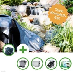 HEISSNER TEICH SET "ODER" - GROSSER FOLIENTEICH - TEICHFOLIE 48 QM MIT VLIES, MEHRKAMMERFILTER SET UND SMART PLUG