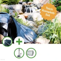 HEISSNER TEICH SET "DONAU" - KLEINER FOLIENTEICH - TEICHFOLIE 12 QM MIT VLIES, SMARTLINE TEICHPUMPENSET