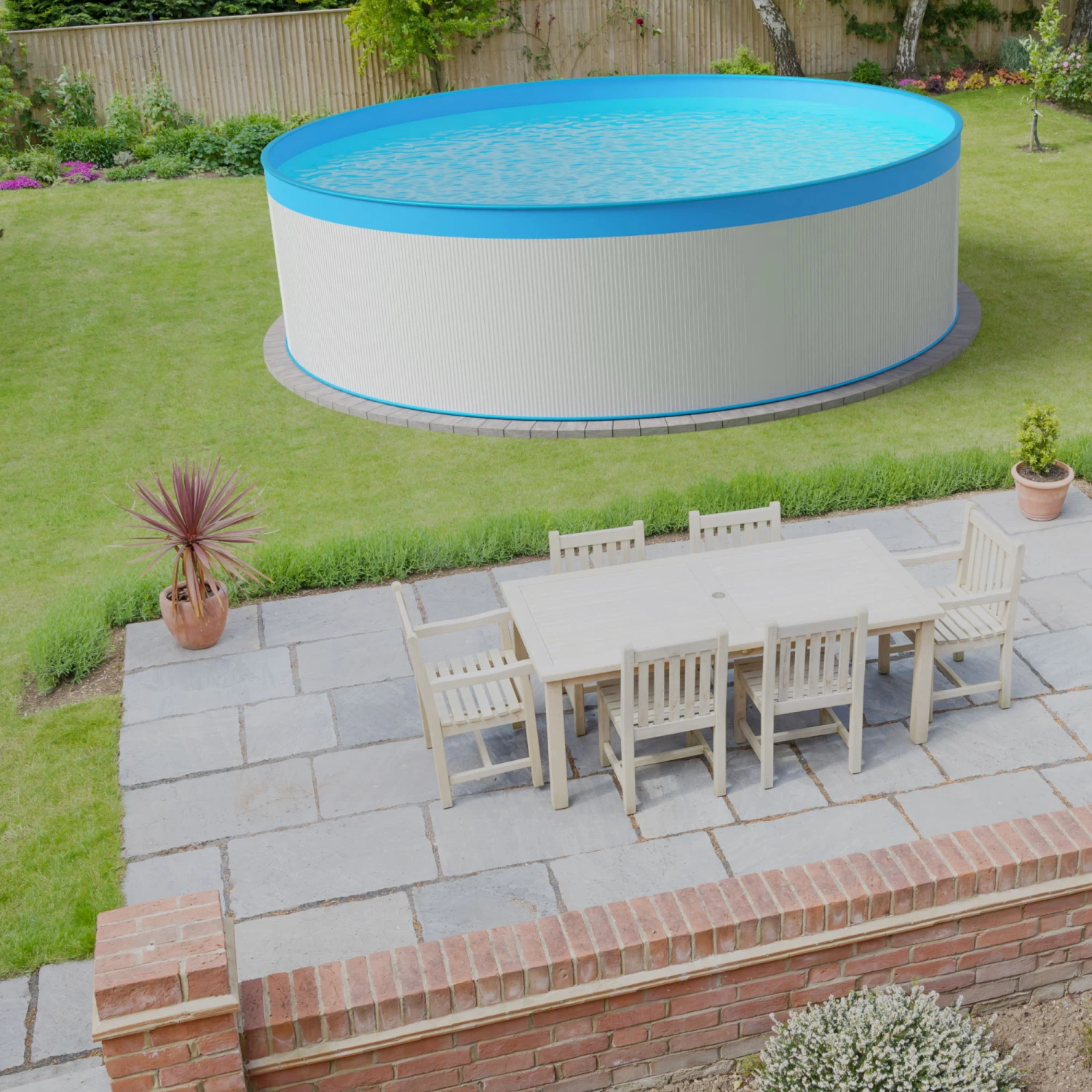 SUMMER FUN Stahlwandpool Rund 460x90 Cm, Stahl 0,3 Mm Weiß, Folie 0,2 Mm Blau, Overlap – Bild 2