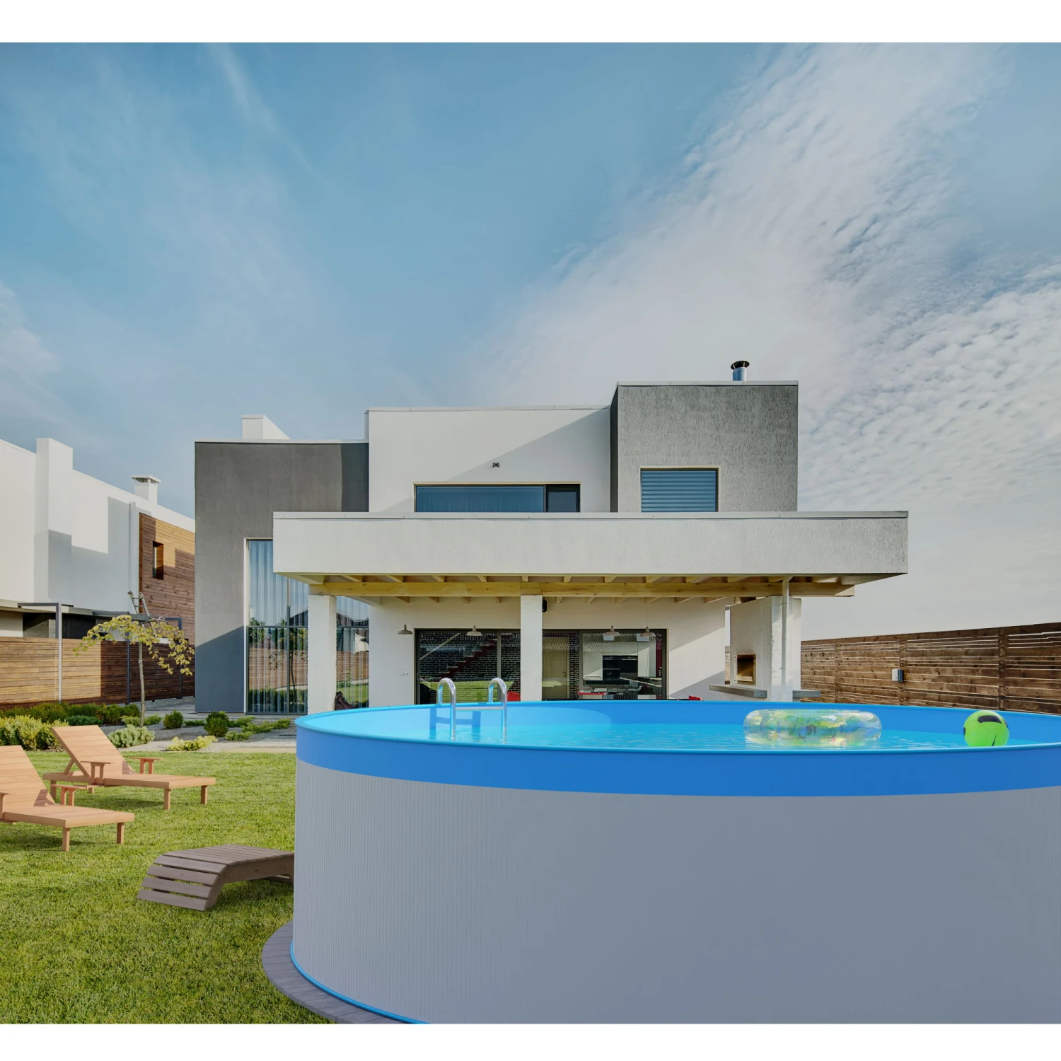 SUMMER FUN Stahlwandpool Rund 460x90 Cm, Stahl 0,3 Mm Weiß, Folie 0,2 Mm Blau, Overlap – Bild 5