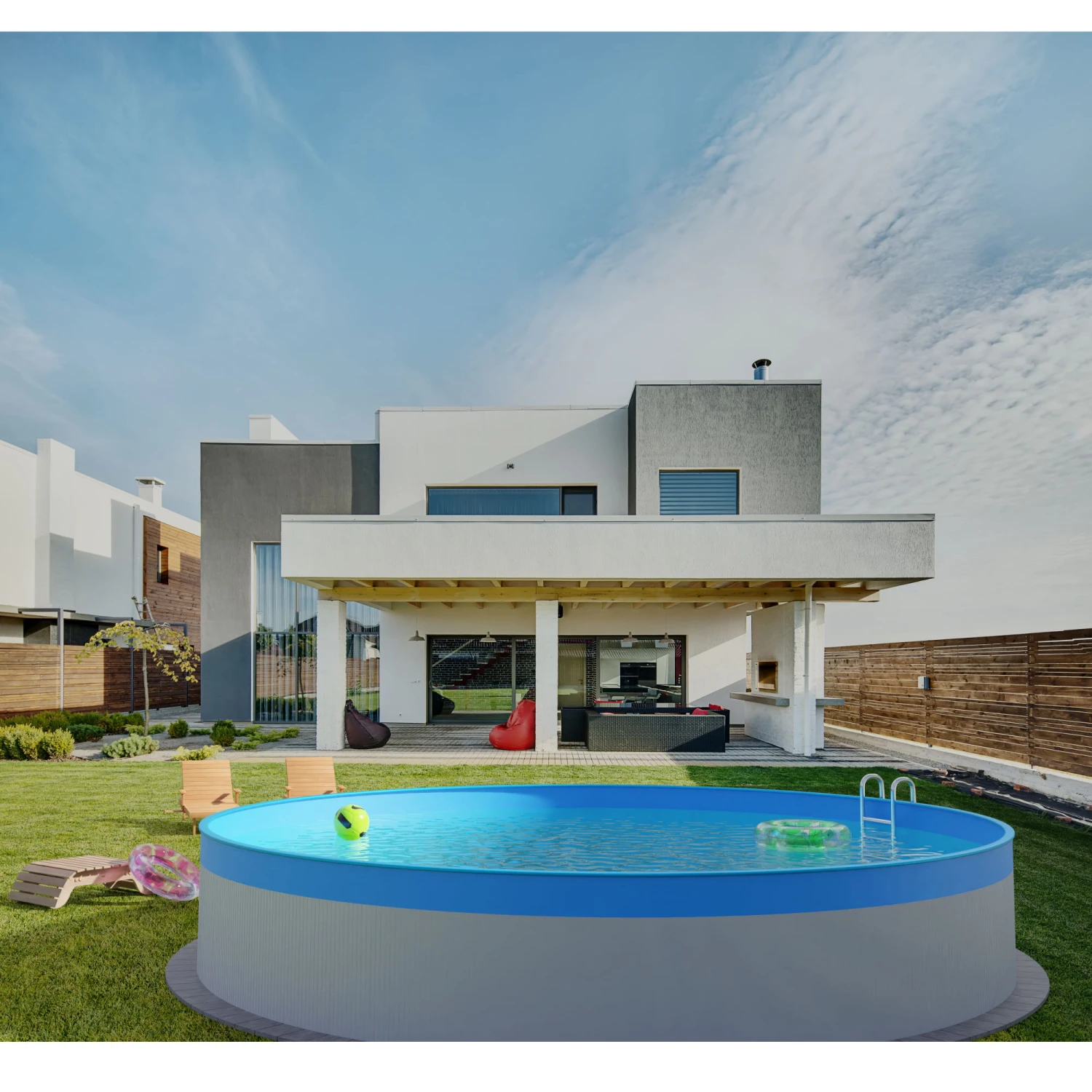 SUMMER FUN Stahlwandpool Rund 460x90 Cm, Stahl 0,3 Mm Weiß, Folie 0,2 Mm Blau, Overlap – Bild 6