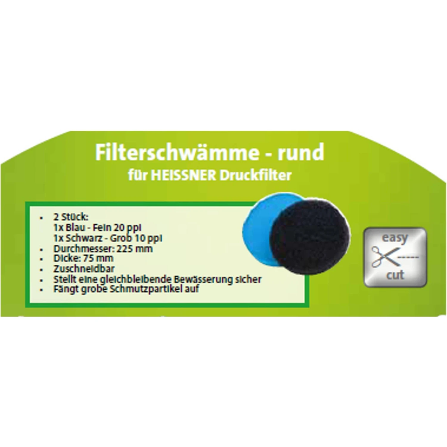 HEISSNER Filterschwamm Filtermaterial Filter Rund 2er Pack – Bild 3
